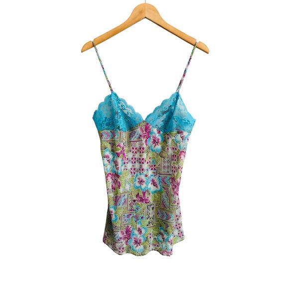 Vintage Victoria's Secret VS Floral Chiffon Lace Sheer Mini Slip Dress Medium - Picture 3 of 10